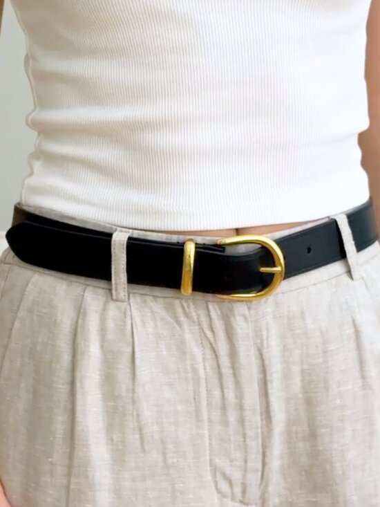 NWT Quince Allegra European Leather Belt in Black Size Medium main image 5